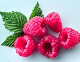 Creative food concept. Fresh a pile of Berry raspberry. top of view photo