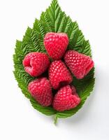 Creative food concept. Fresh a pile of Berry raspberry. top of view photo