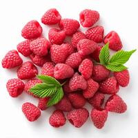 Creative food concept. Fresh a pile of Berry raspberry. top of view photo