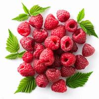 Creative food concept. Fresh a pile of Berry raspberry. top of view photo