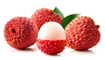Fresh lychee fruit isolated on white background. photo