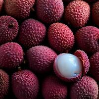 Fresh lychee fruit. Pattern texture background. photo