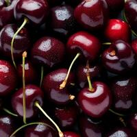 Fresh Cherry fruit. Pattern texture background. photo