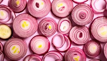 red onion slices background. photo