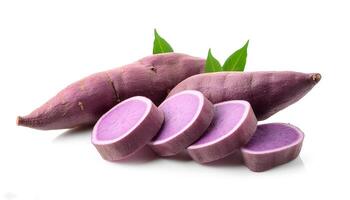 Purple sweet yam isolated on white background photo