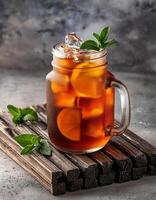 Iced tea isolated on white background photo