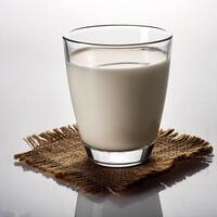 Glass of milk on white background photo