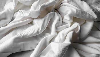 Background concept. Blankets that are still wrinkled have been used. The white blanket is crumpled and shabby. Pattern texture background photo