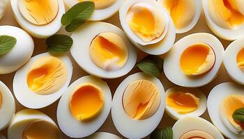 Photo a boiled egg. Pattern texture background.