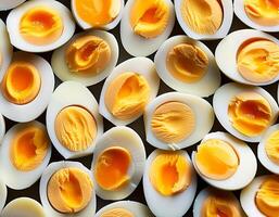 Photo a boiled egg. Pattern texture background.