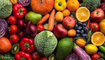 High quality photo fresh fruits and vegetables. Pattern texture background.