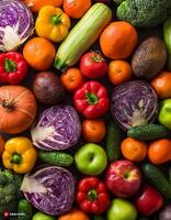 High quality photo fresh fruits and vegetables. Pattern texture background.
