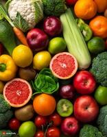 High quality photo fresh fruits and vegetables. Pattern texture background.