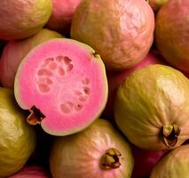 close up a pile of close-up guava fruit fresh, organic. photo