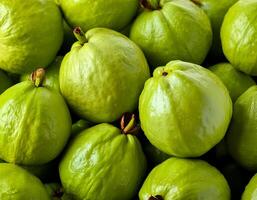 close up a pile of close-up guava fruit fresh, organic. photo