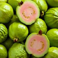 close up a pile of close-up guava fruit fresh, organic. photo