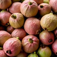 close up a pile of close-up guava fruit fresh, organic. photo