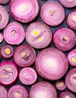 red onion slices. pattern texture background. photo