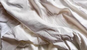 Background concept. Soft bed sheets that are still wrinkled after being used. The white bed sheets were crumpled and shabby. Pattern texture background. photo