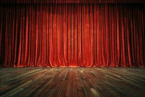 Empty Stage With Red Curtain photo