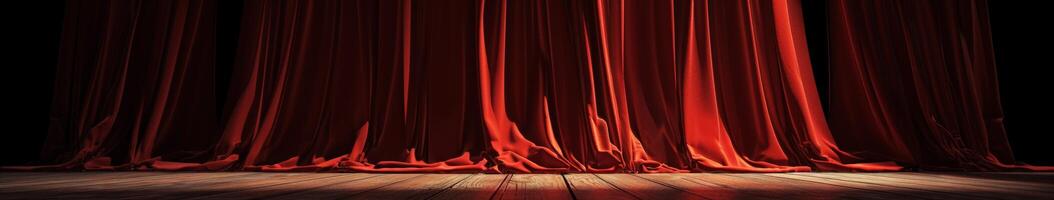 Open Red Curtain on Stage photo