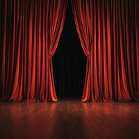 Stage With Red Curtain and Black Background photo