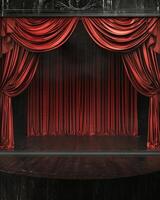Empty Stage With Red Curtain photo