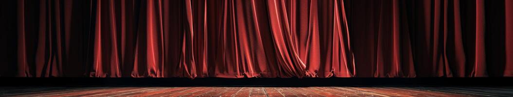 Stage With Red Curtains and Wooden Floor photo