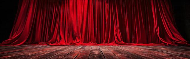 Red Curtain and Wooden Floor photo