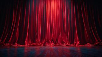 Red Curtain Against Black Background photo