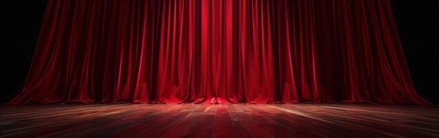 Open Red Curtain on Stage photo