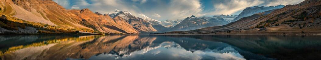 Stunning Lake Amid Mountains in Cloudy Sky photo