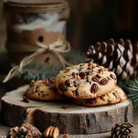 Cookies Resting on Tree Stump photo