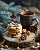 Stack of Cookies Next to Coffee Cup photo
