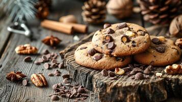 Assorted Cookies on a Wooden Table photo