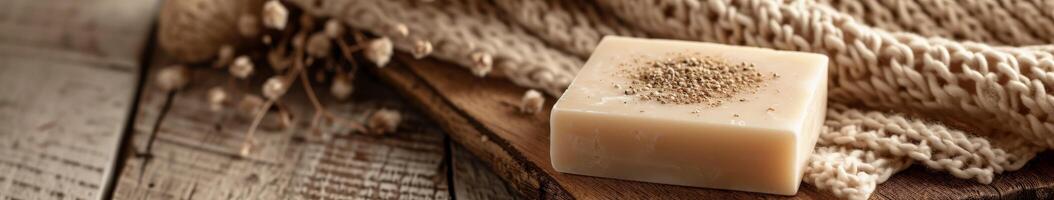 Soap Bar on Wooden Table photo