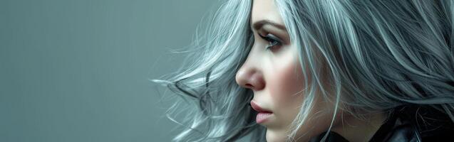Grey-Haired Woman in Black Jacket photo