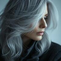 Woman With Grey Hair and Black Coat photo