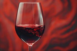 Red Wine Filled Wine Glass on Table photo