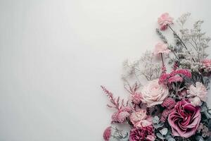 Pink Flower Bouquet on White Background photo