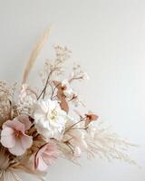 Vase Filled With White and Pink Flowers photo