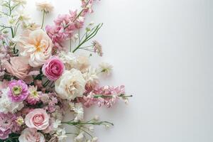 Pink and White Flower Bouquet on White Background photo