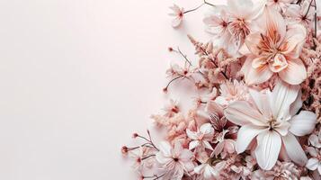 Pink Flowers in a White Background photo