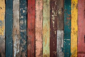 Close Up of Multicolored Wooden Wall photo