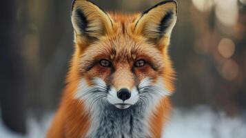 Close Up of Red Fox in Snow photo