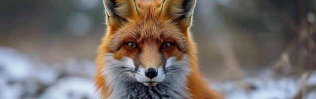 Close Up of Red Fox in Snow photo