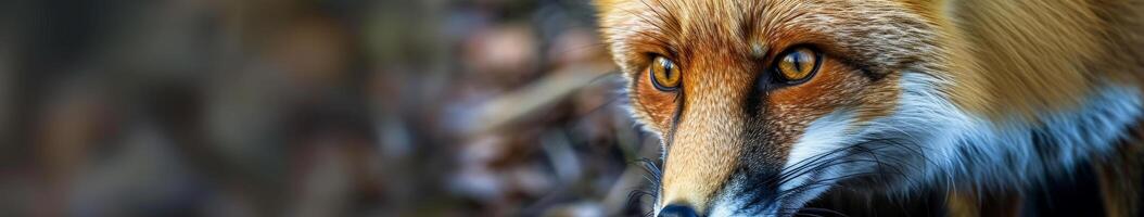 Close Up of Foxs Face With Blurry Background photo