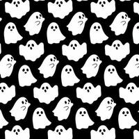 Seamless pattern with cute ghosts. Festive background for Halloween. Repeating print for fabric, wrapping paper, textile vector