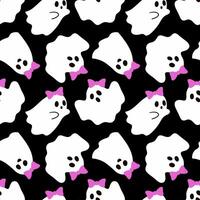 Seamless pattern with cute ghosts. Festive background for Halloween. Repeating print for fabric, wrapping paper, textile vector