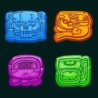 Aztec Maya civilization- Akbal, face, Mayan Glyph, hieroglyphs of the Maya calendar. Stone symbols for your 2D game or slots games vector